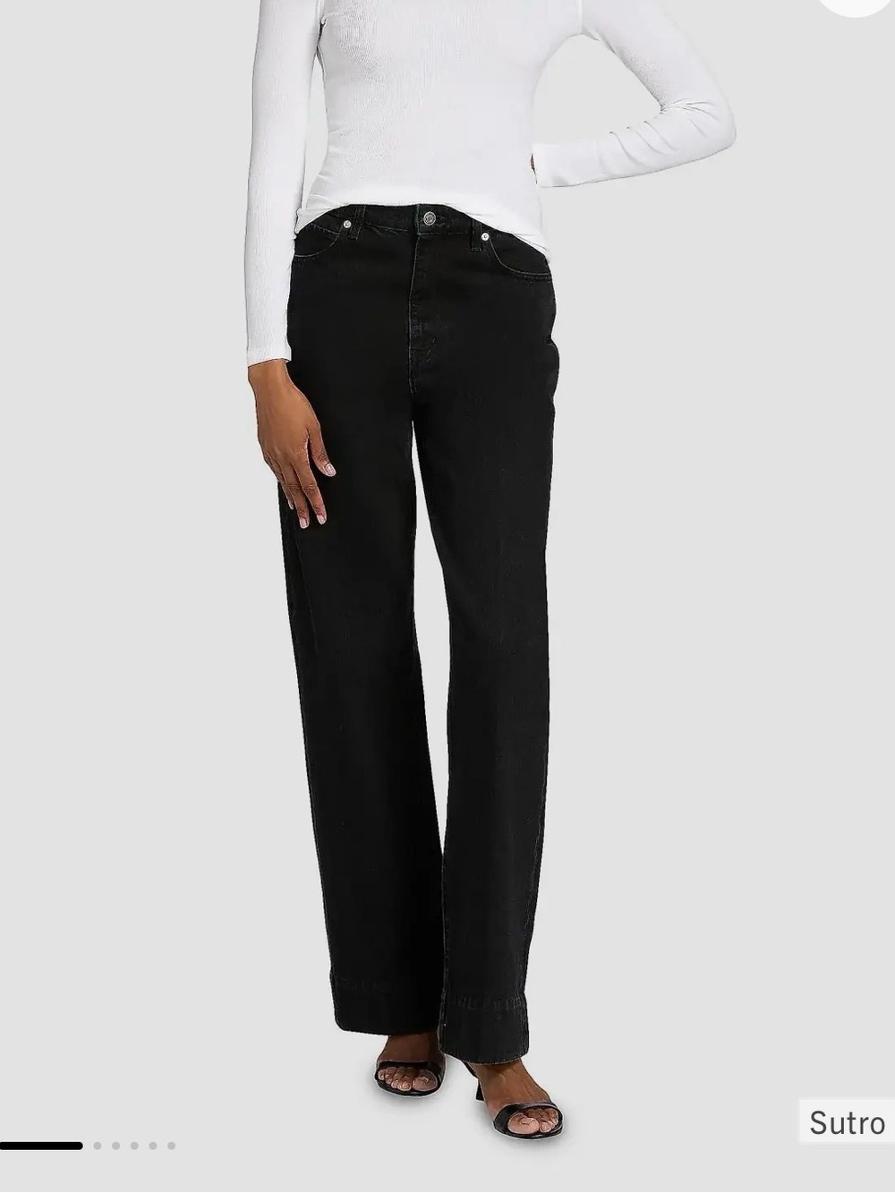 FRAME Streamline Denim Black Wide-Leg Jeans 28